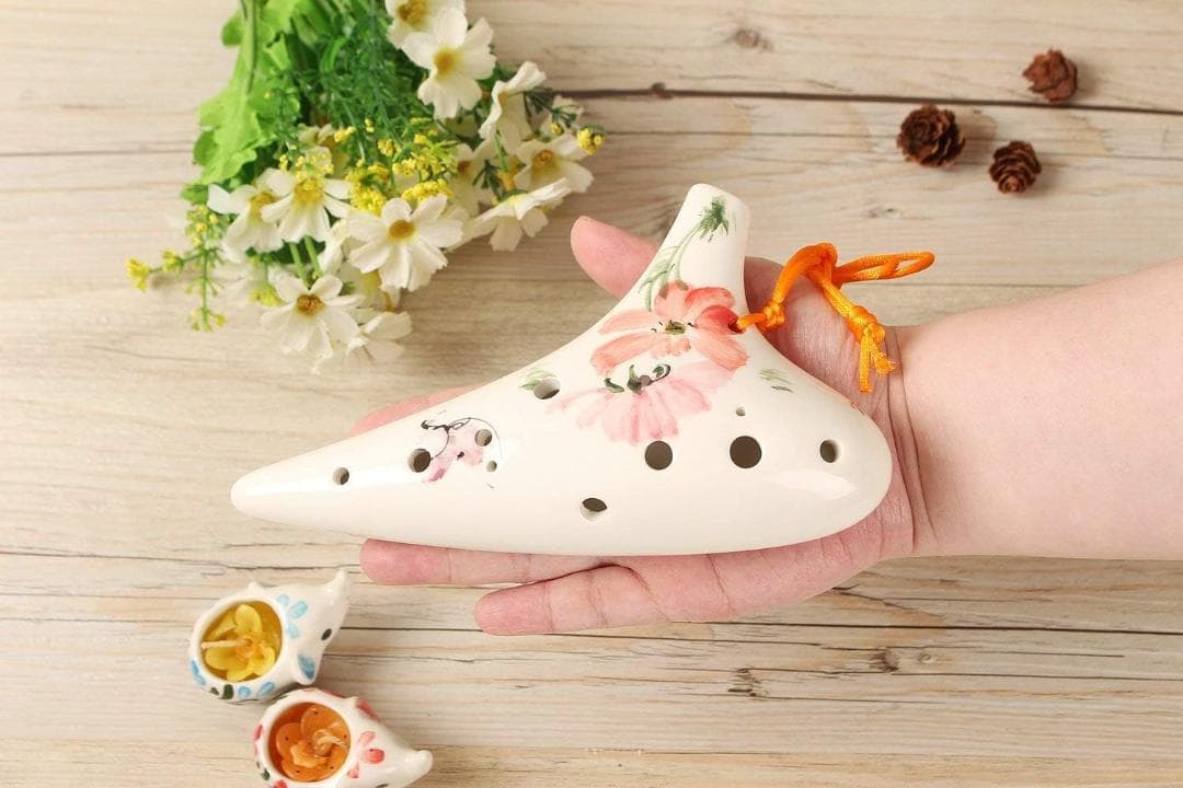 TNG社　花柄 陶器製　オカリナ アルト　C管　C調　シングル　菊