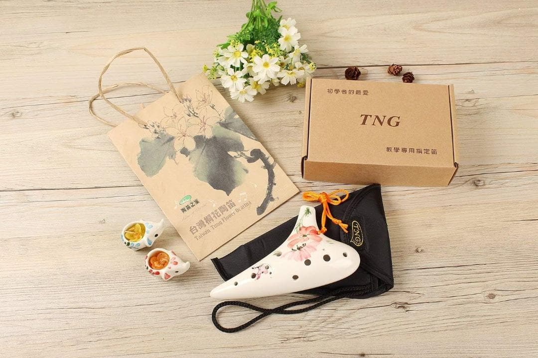 TNG社　花柄 陶器製　オカリナ アルト　C管　C調　シングル　菊