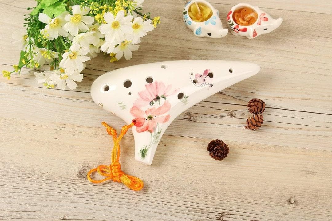 TNG社　花柄 陶器製　オカリナ アルト　C管　C調　シングル　菊
