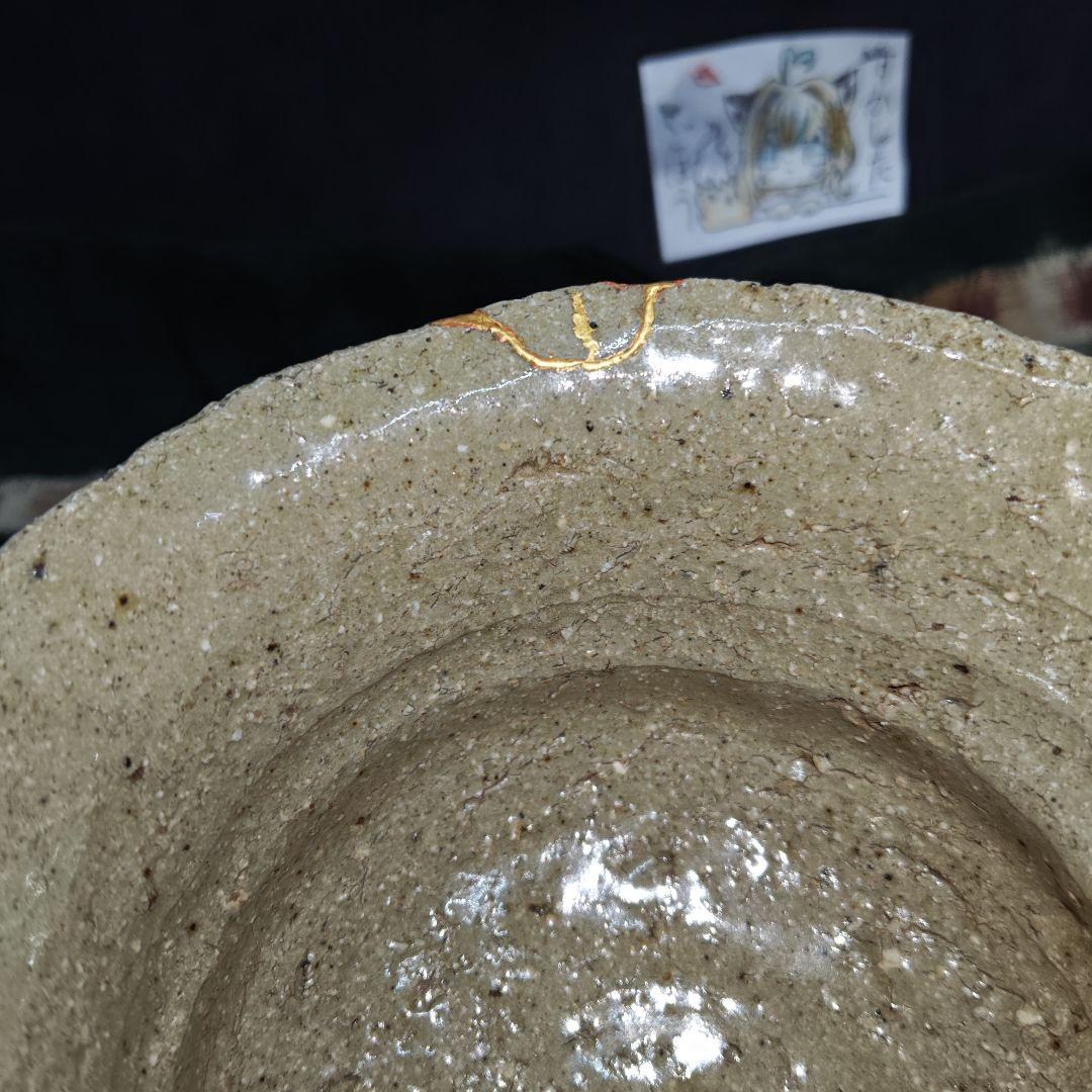 古出雲焼、伊羅保茶碗(元箱、絣包み古布付、繕い有り)