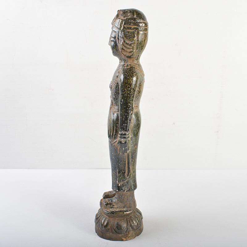 仏教美術　漢緑釉観音像　仏像　置物　C　R6929