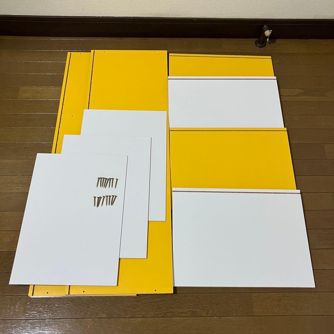 レア　昭和レトロ　3段カラーボックス・棚・本棚・イエローホワイト