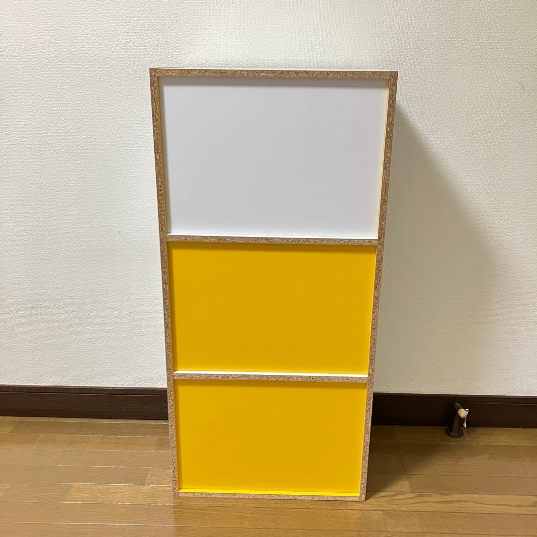 レア　昭和レトロ　3段カラーボックス・棚・本棚・イエローホワイト