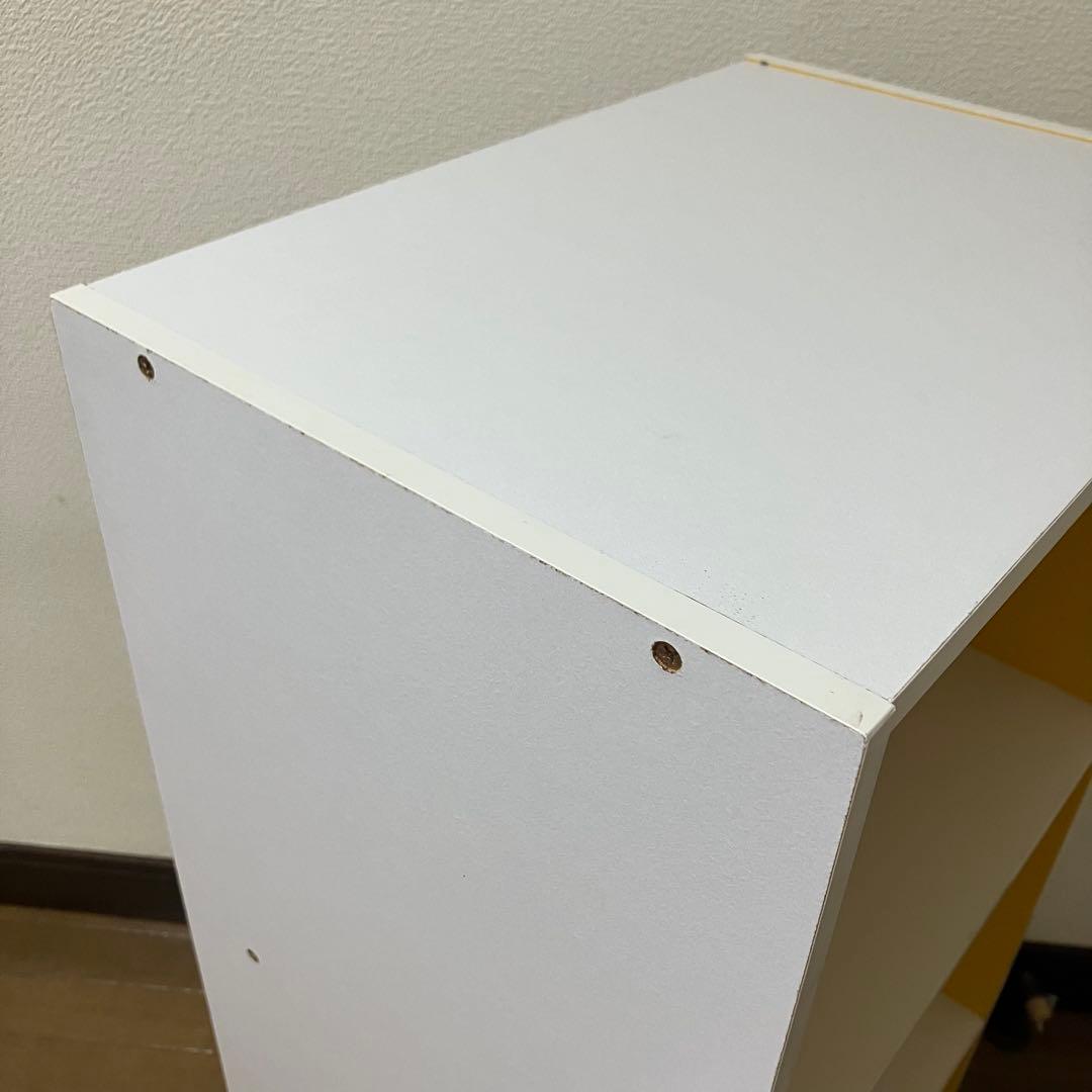 レア　昭和レトロ　3段カラーボックス・棚・本棚・イエローホワイト