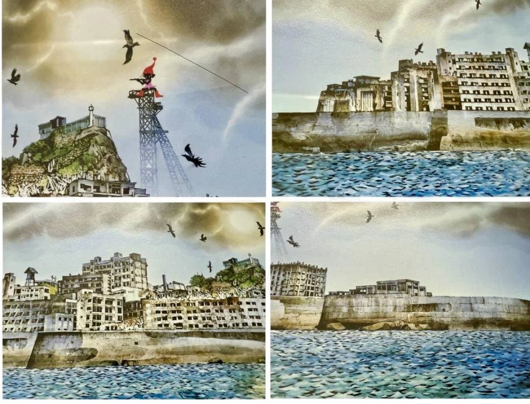 藤城清治「軍艦島」レフグラフ 版画 13/380 直筆サイン入り