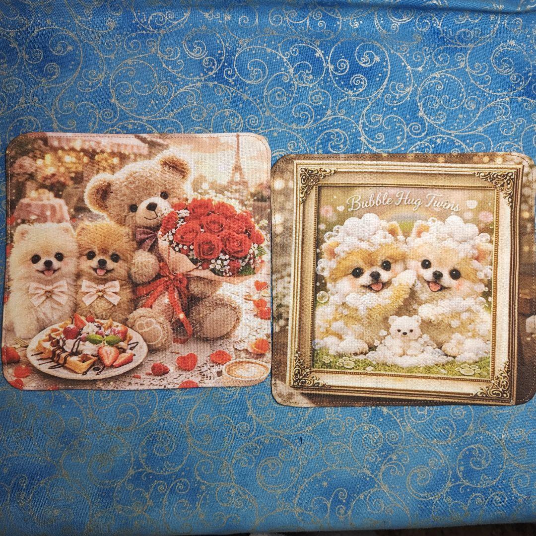 ご確認用　きゃんべる　ハンカチ　ポメラニアンちゃん柄　ハンドメイド3/14