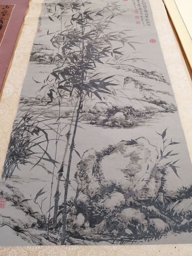 中国水墨画掛軸3本 落款：唐寅 趙秉沖 石涛