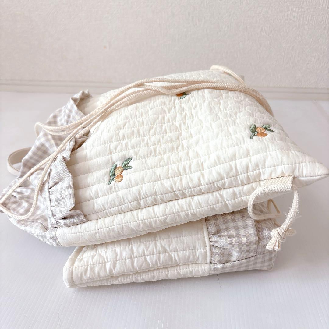 ピアニカケース　ヌビ　オリーブ刺繍　ナップサック
