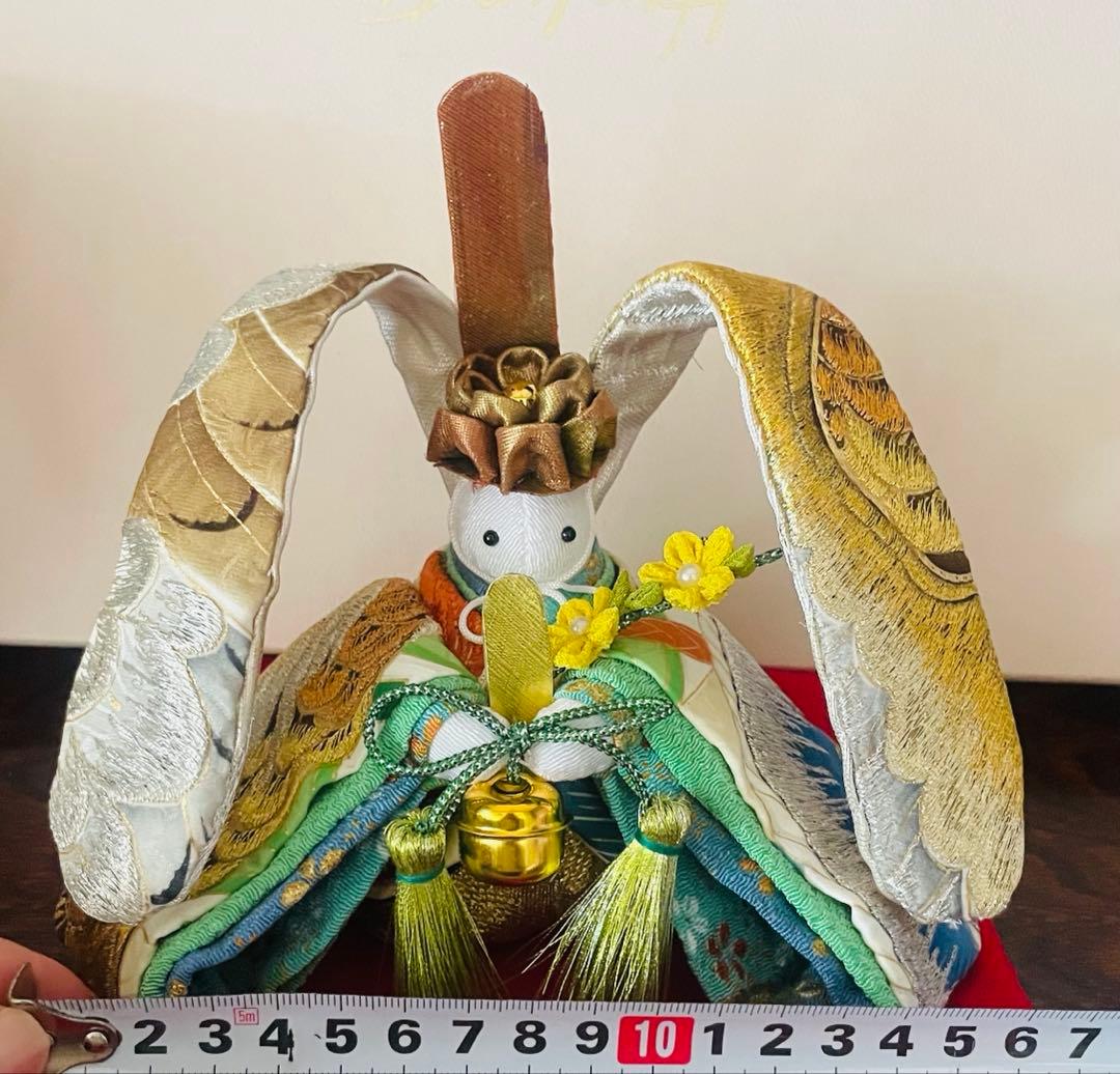 おばあちゃんのハンドメイド　着物うさぎ人形　男の子　刺繍　アンティーク着物