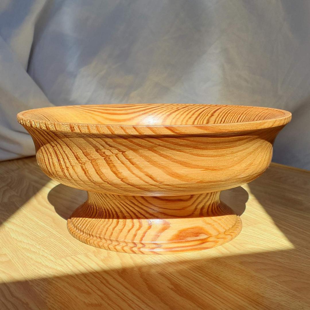 木の皿 肥松(コエマツ) 幅21cm 高9.4cm 足付 手作り 木製 超銘木