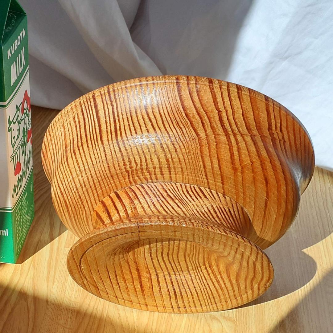 木の皿 肥松(コエマツ) 幅21cm 高9.4cm 足付 手作り 木製 超銘木