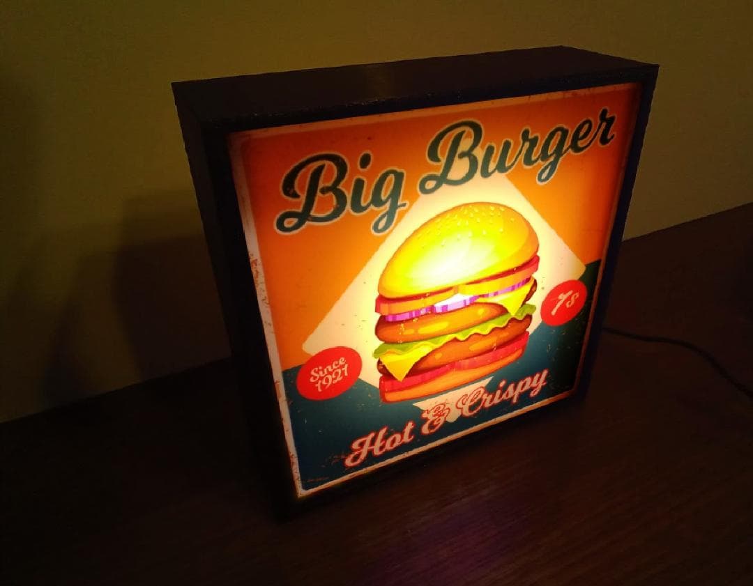 アメリカン ハンバーガー カフェ ランプ 看板 置物 雑貨 LEDライトBOX