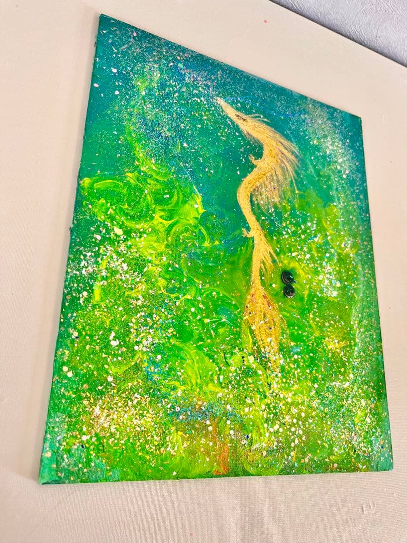 昇龍神様　新緑の生命芽吹く　アクリル龍神絵