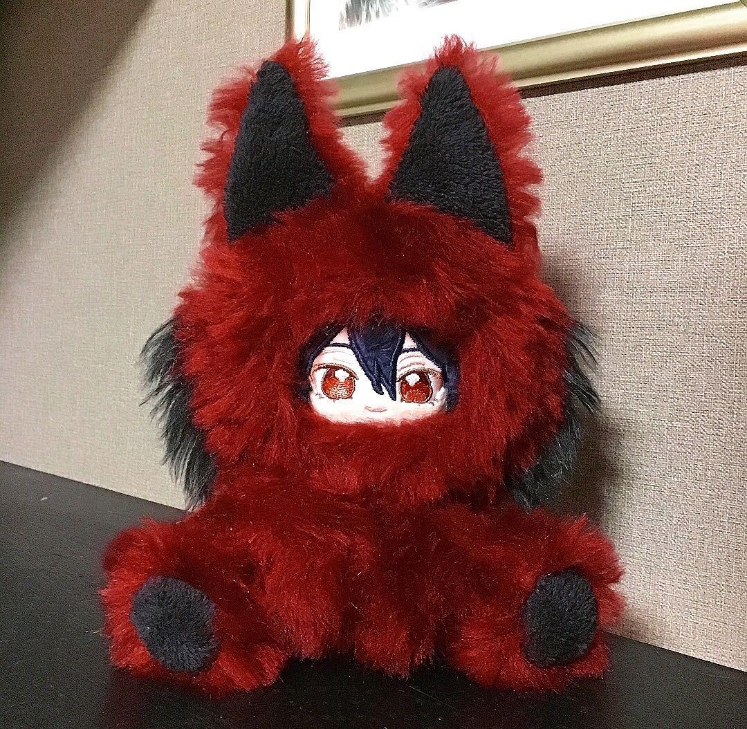 【い4】狼 ディープレッド 12cm おすわり いつぬい 着ぐるみ