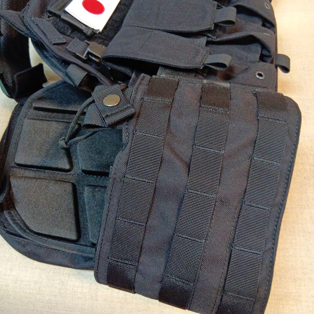ブラックタクティカルベスト 日本国旗パッチ付き サバゲー　即日発送