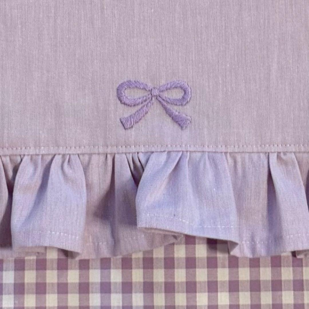 フリル　リボン　パープル　入園入学セット　レッスンバック　体操着袋　上履き袋