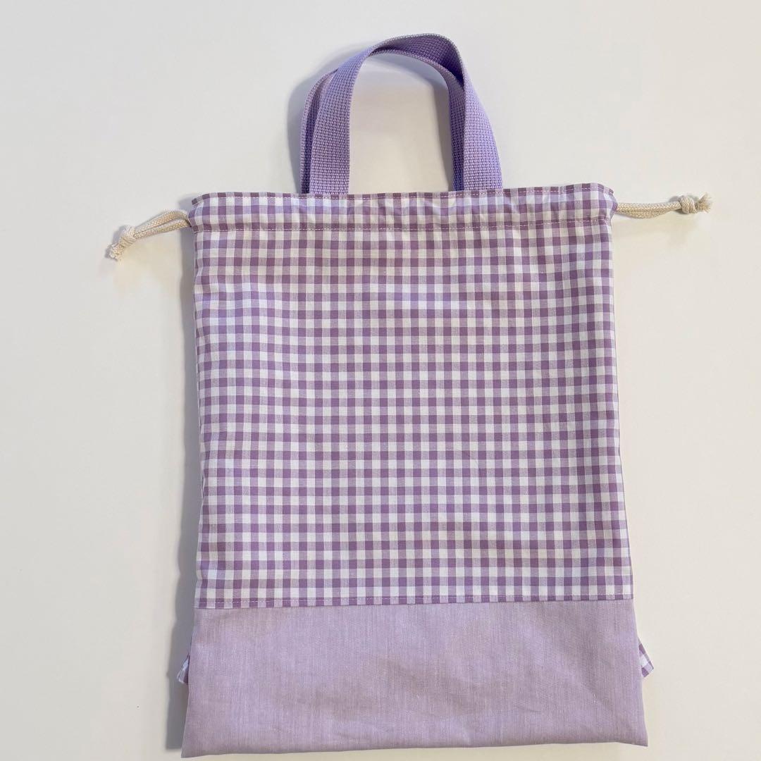 フリル　リボン　パープル　入園入学セット　レッスンバック　体操着袋　上履き袋