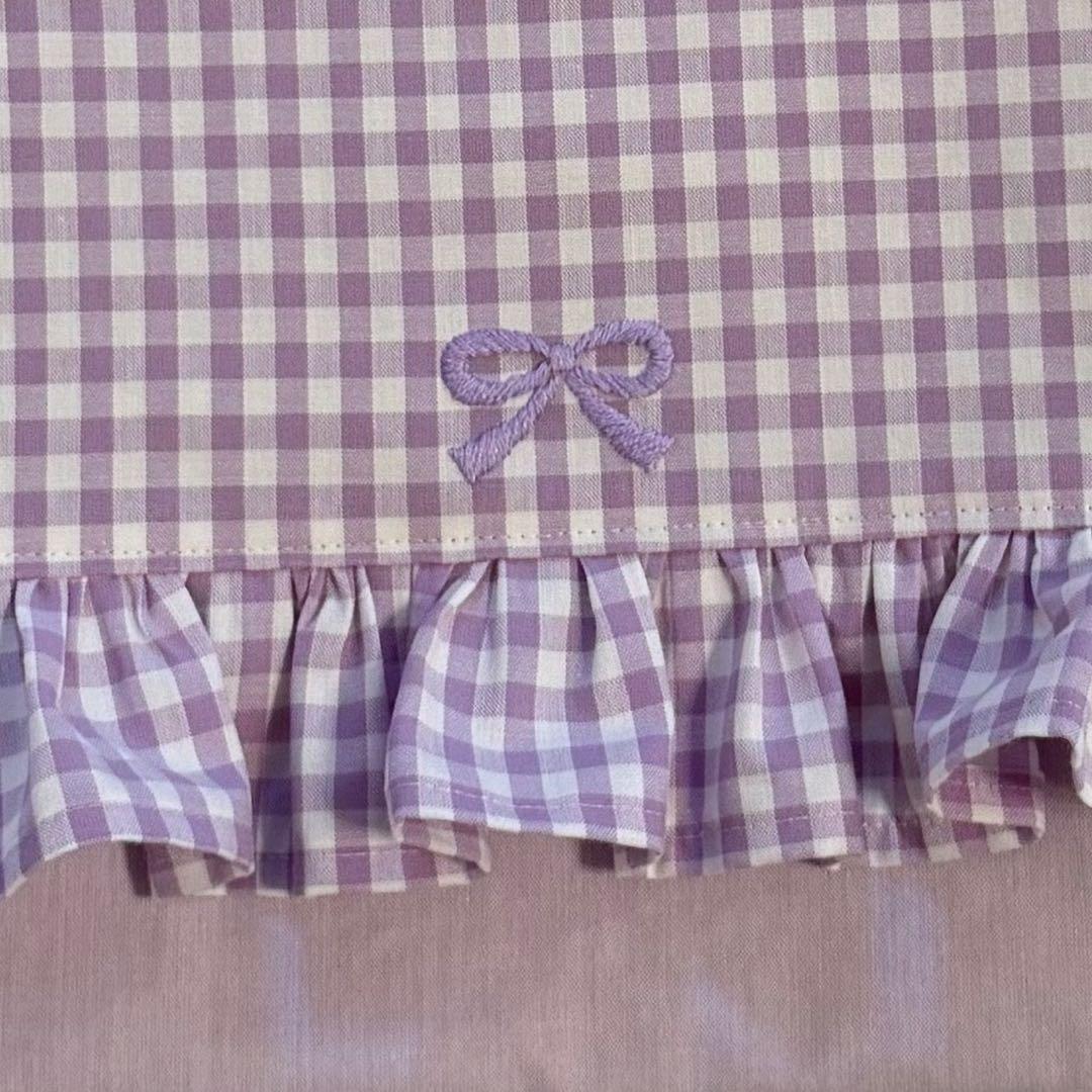 フリル　リボン　パープル　入園入学セット　レッスンバック　体操着袋　上履き袋