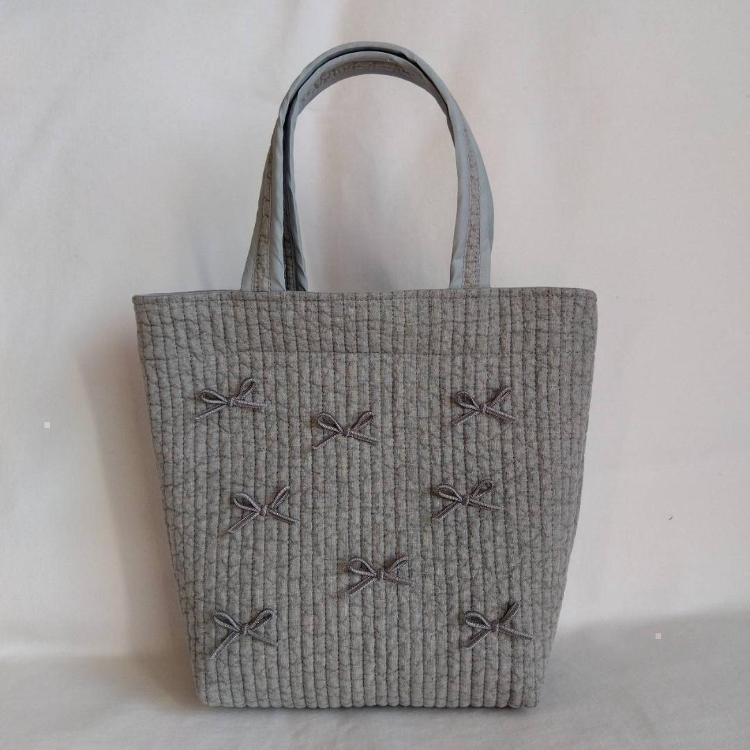 ☆トートバッグS☆ ダークグレー くすみピンク ヌビバッグ