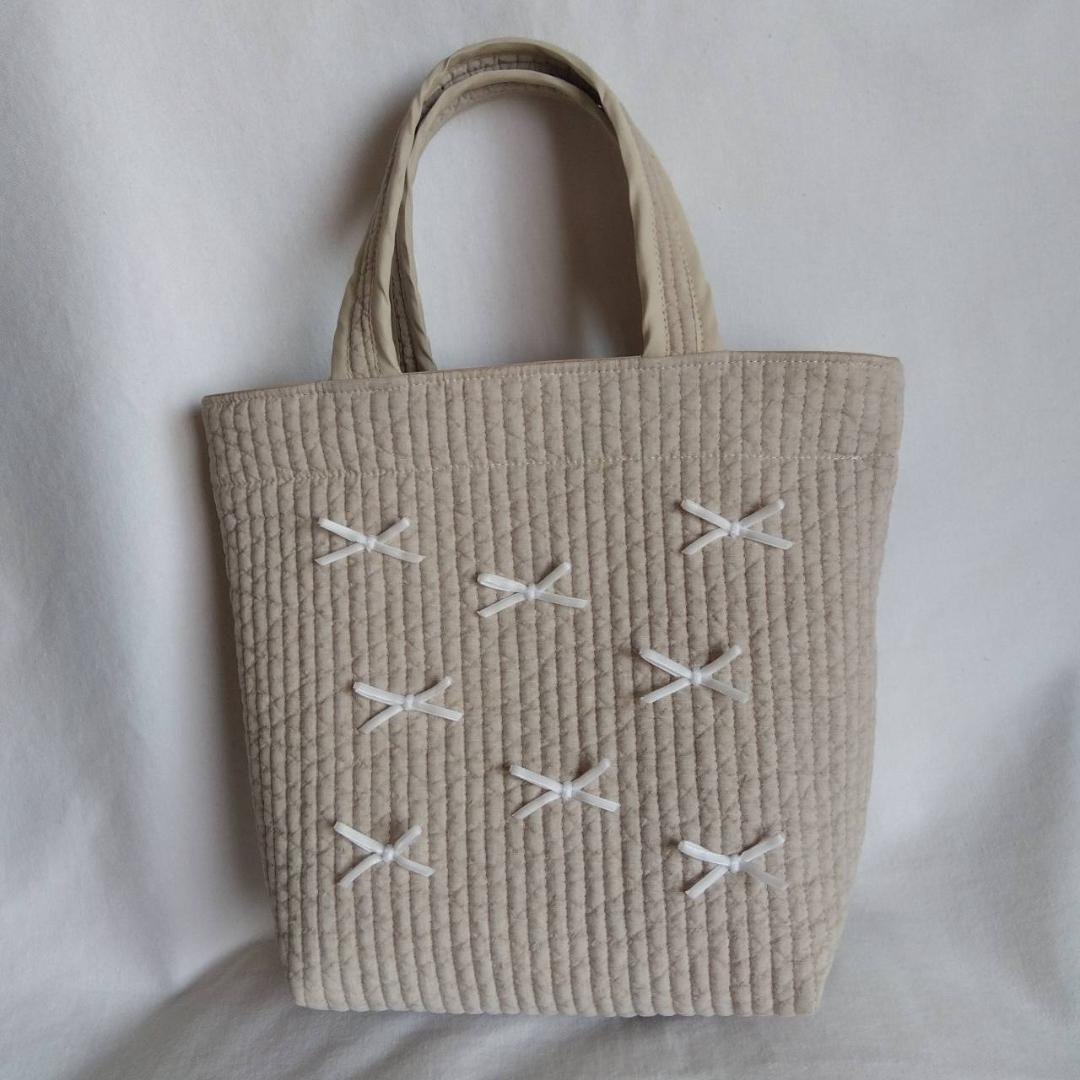 ☆トートバッグS☆ ダークグレー くすみピンク ヌビバッグ