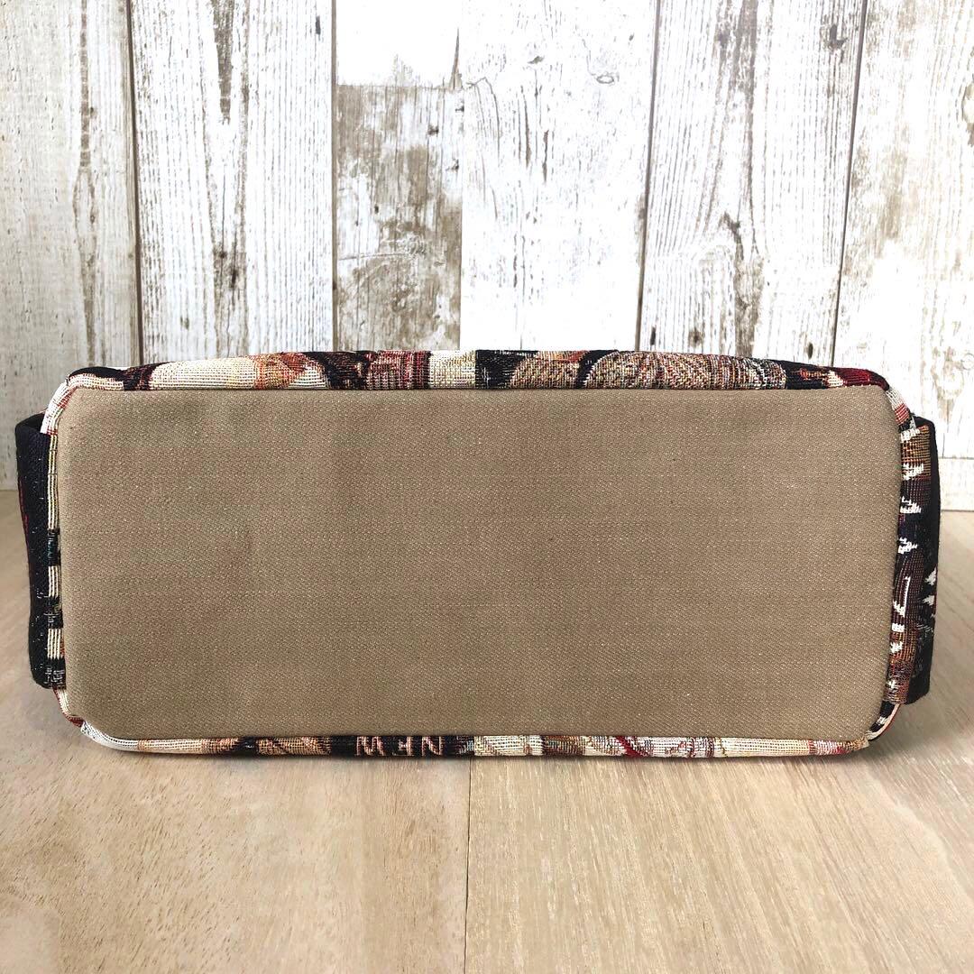 ショルダーバッグ　ハンドメイド　デニムリメイク　キャメル×レッド【新品デニム】