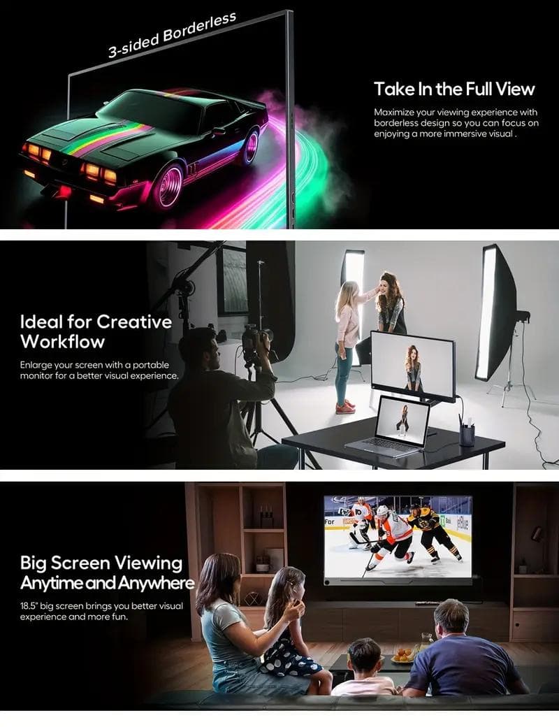 EVICIV M185E03 18.5\" ポータブルモニター 120Hz IPS