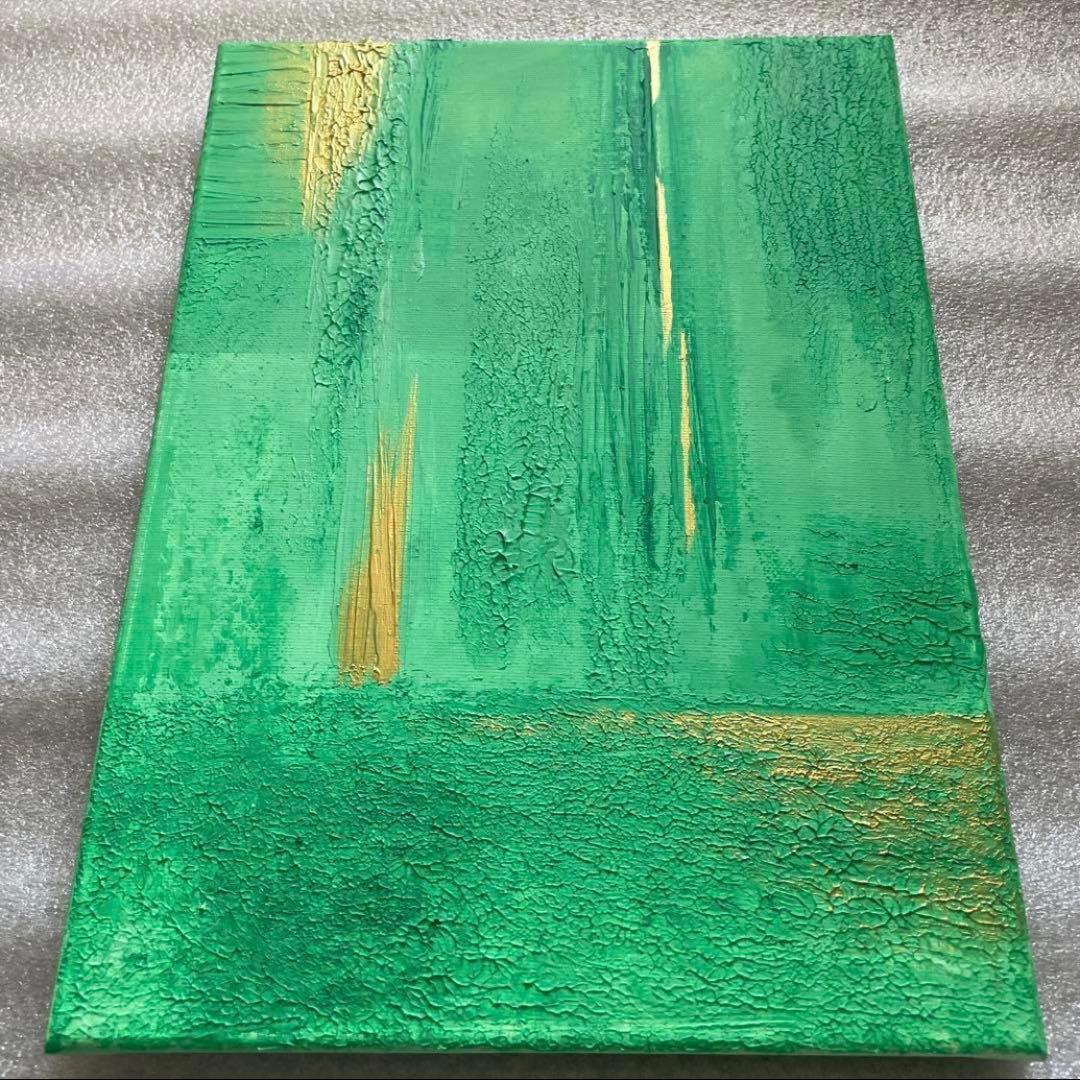 テクスチャーアート｜抽象画　アートパネル　壁掛け　インテリア　グリーン　緑　金