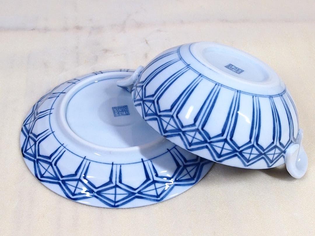 【未使用】三洋陶器 龍峰窯 花風流 染付小花紋 台皿付きスープカップ 5客 食器