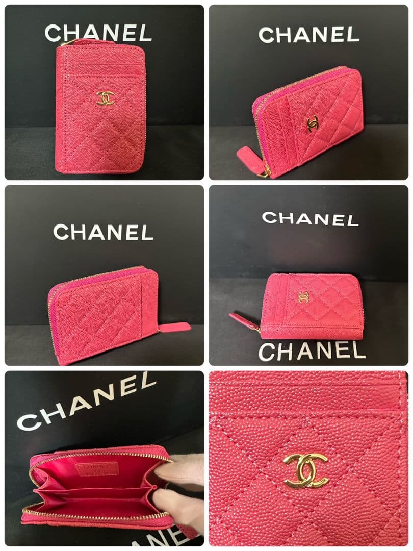 CHANEL ノベルティキャビアスキンレザーフラグメントケースケース