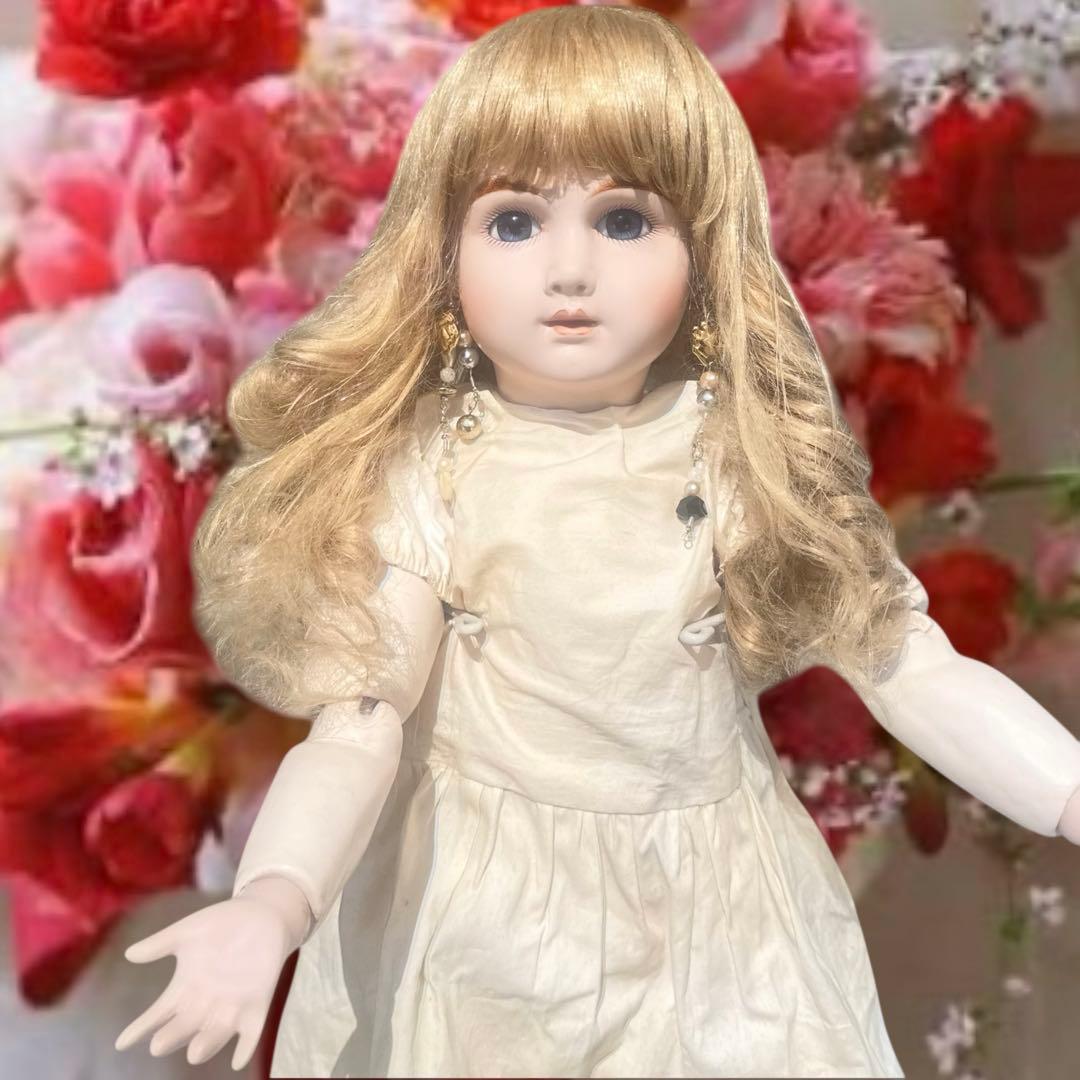 ビスクドール アーテー ピンク ドレス ホワイト 花飾り ボネ 証明書付 カメオ