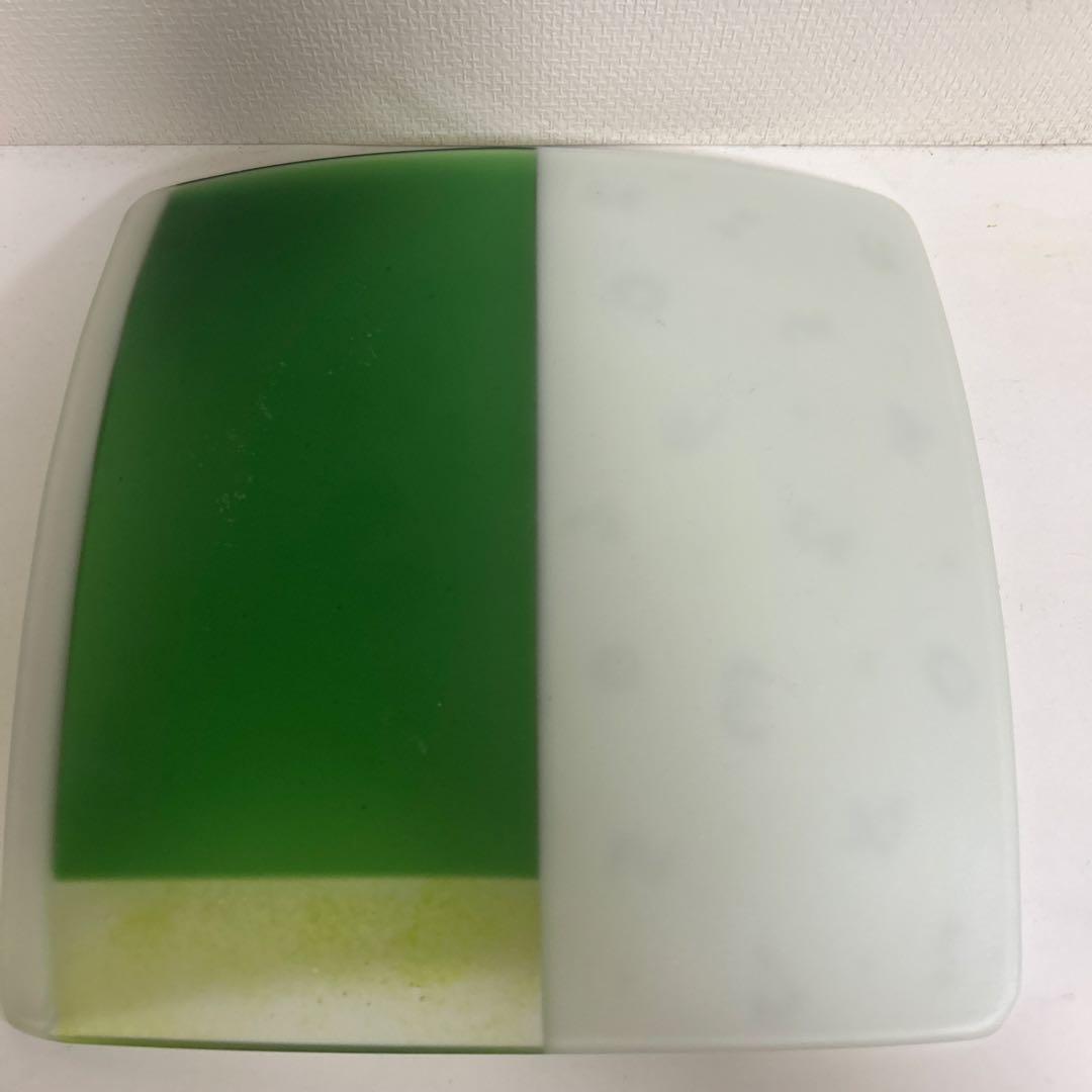 作家　ガラス作家　角皿　四角皿　プレート　ナンバー　グリーン×キミドリ