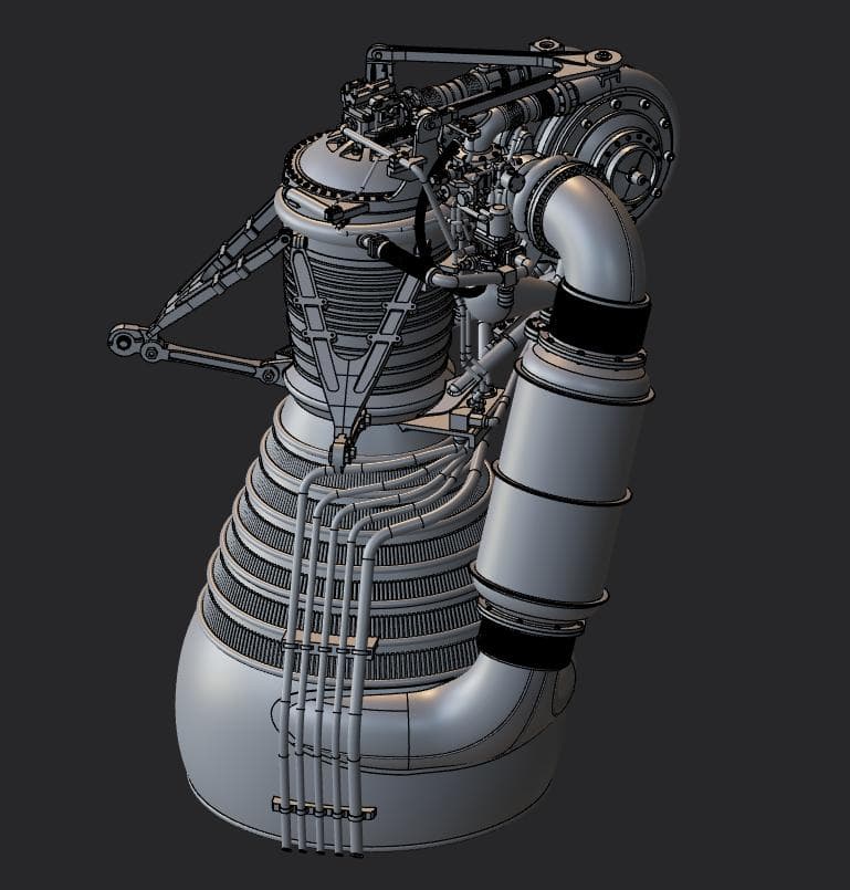 ロケットダイン社製 H-1 ロケットエンジンモデル完成品