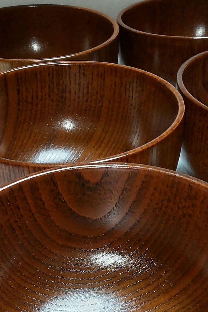 【美品】天然木お椀 木製 汁椀 漆塗り　6客　大きめ