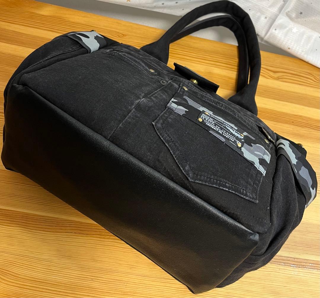 大きめデニムリメイクバッグ（LL）No.748☆トートバッグ　旅行バッグ