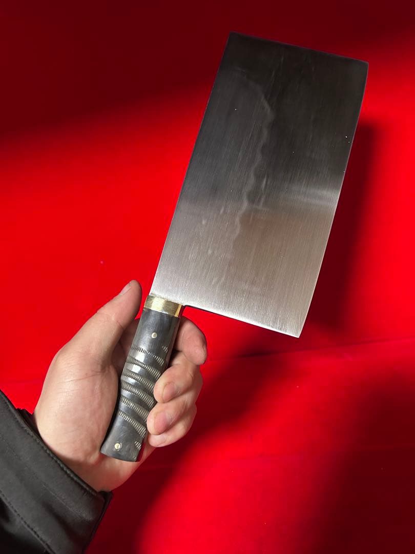 01573 包丁　中華包丁　手作り　本焼　刃紋綺麗　切味抜群　未使用品