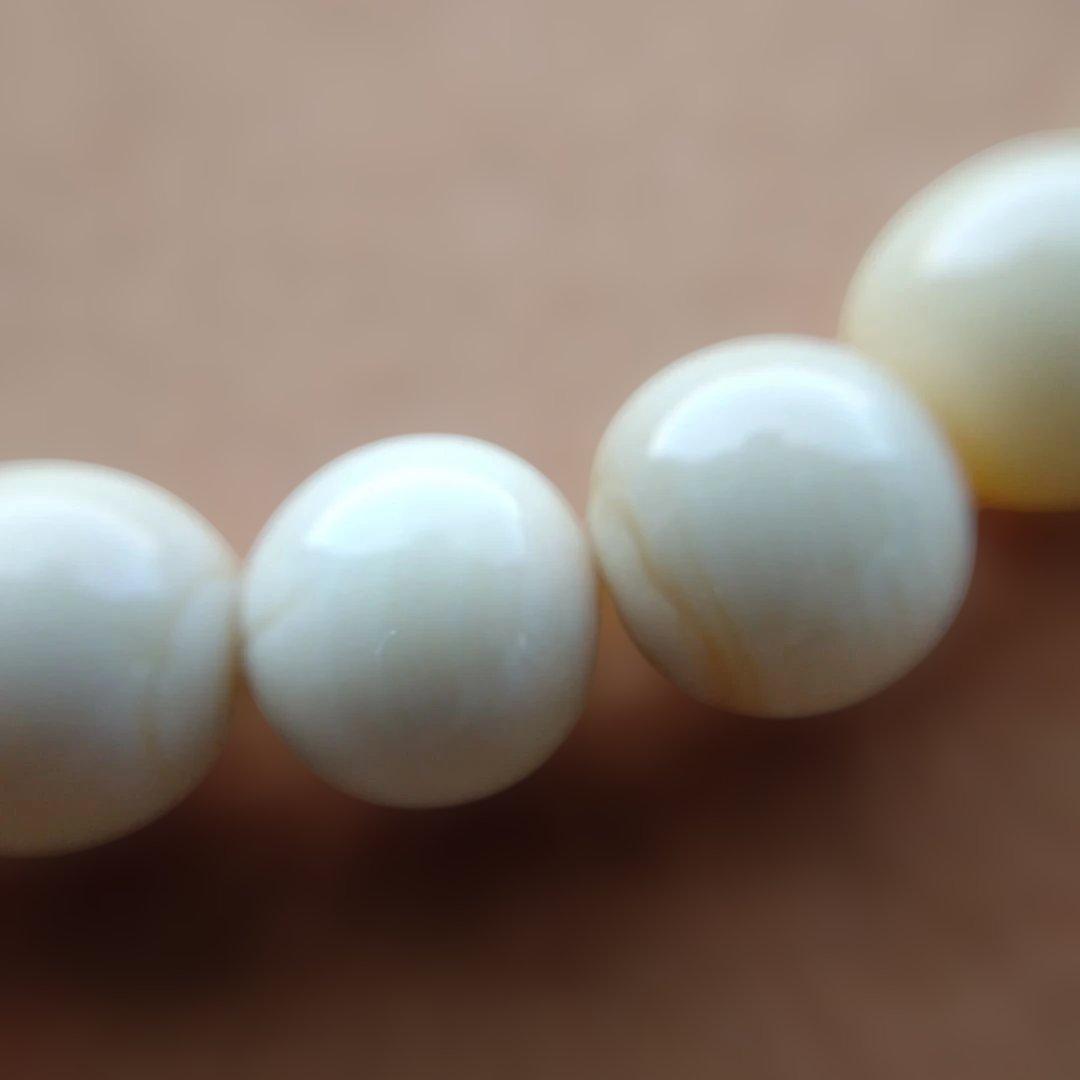 鯨歯　マッコウ鯨　牙玉ブレスレット　25㎝