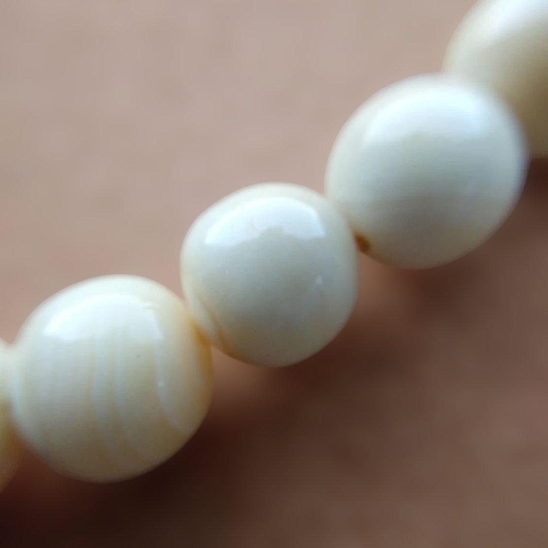 鯨歯　マッコウ鯨　牙玉ブレスレット　25㎝