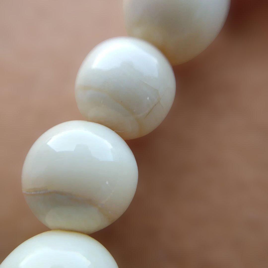 鯨歯　マッコウ鯨　牙玉ブレスレット　25㎝