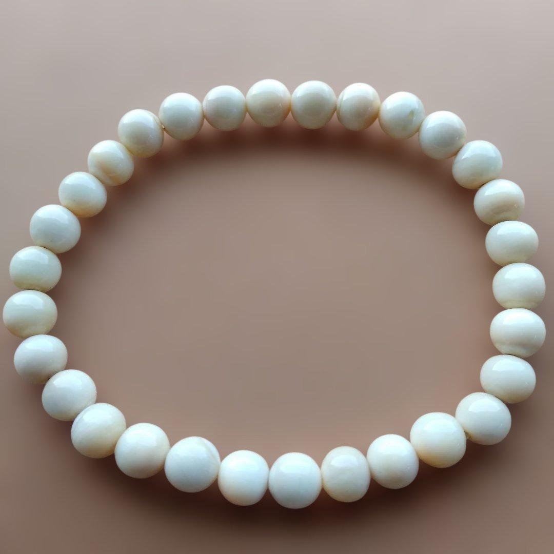 鯨歯　マッコウ鯨　牙玉ブレスレット　25㎝