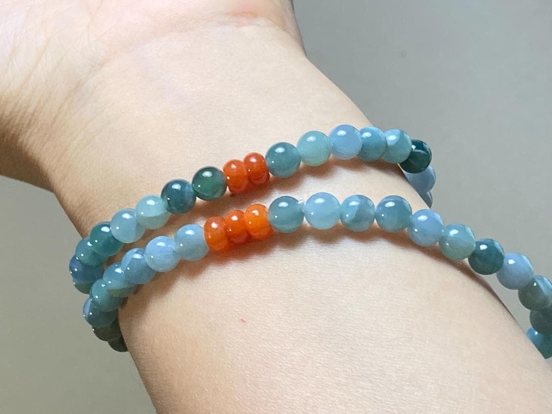 BR7-67 一点物 赤翡翠 本翡翠 氷種 ヒスイ グアテマラ産 ブレスレット