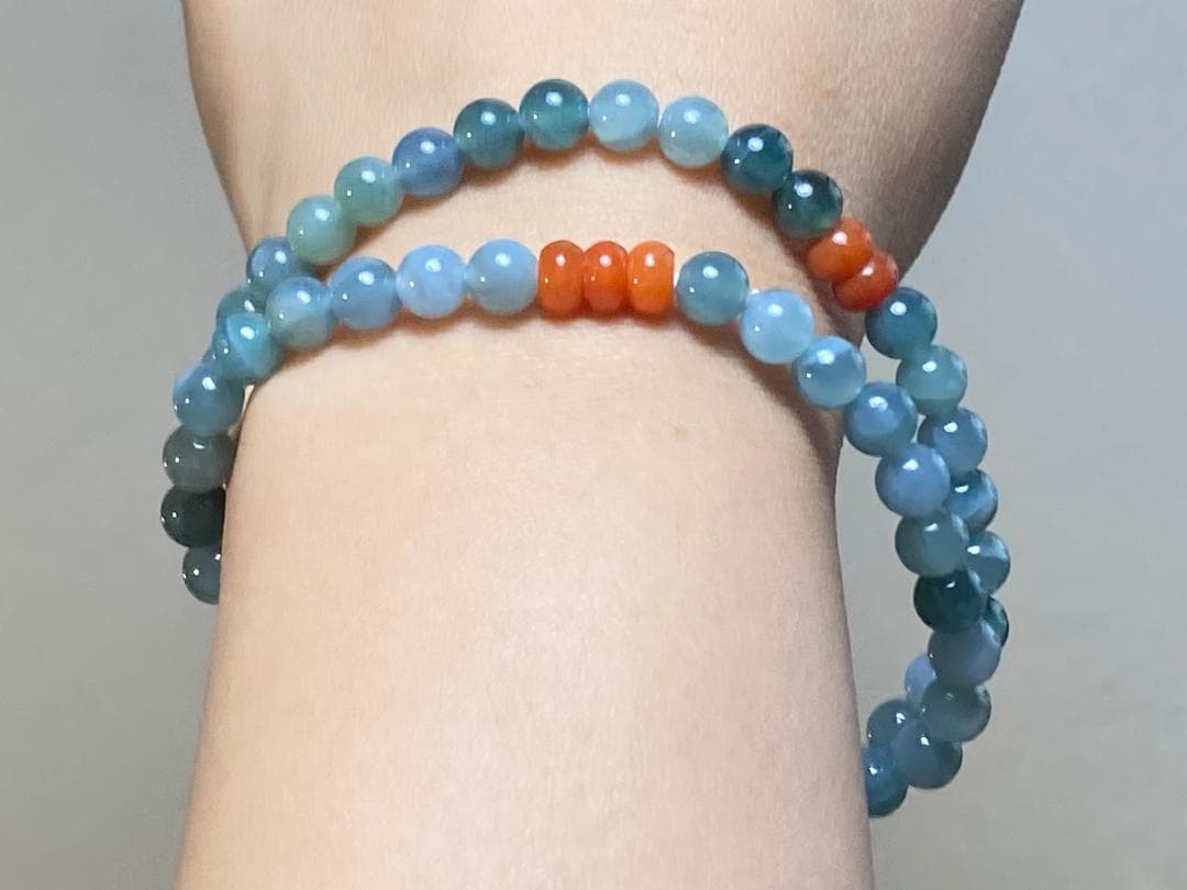 BR7-67 一点物 赤翡翠 本翡翠 氷種 ヒスイ グアテマラ産 ブレスレット