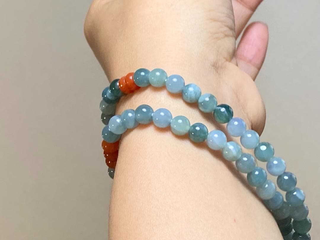 BR7-67 一点物 赤翡翠 本翡翠 氷種 ヒスイ グアテマラ産 ブレスレット