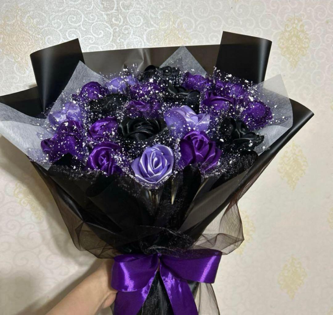 20本紫・黒・薄紫バラブーケ　プレゼント お祝い 枯れない花 永生薔薇特別な人へ