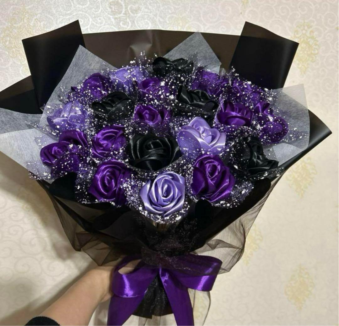20本紫・黒・薄紫バラブーケ　プレゼント お祝い 枯れない花 永生薔薇特別な人へ