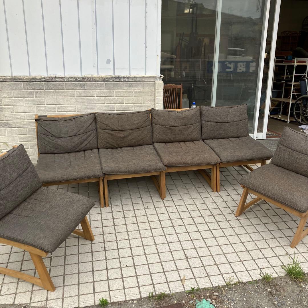 ④ 北欧レトロ ミキモク 雅 木製フレーム アームレスチェア 一人掛けソファー