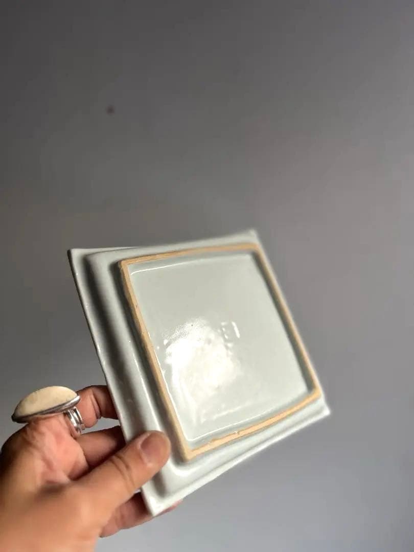 175 藤塚光男 九谷青窯 白磁四角皿 2点 未使用 希少 古伊万里 花田