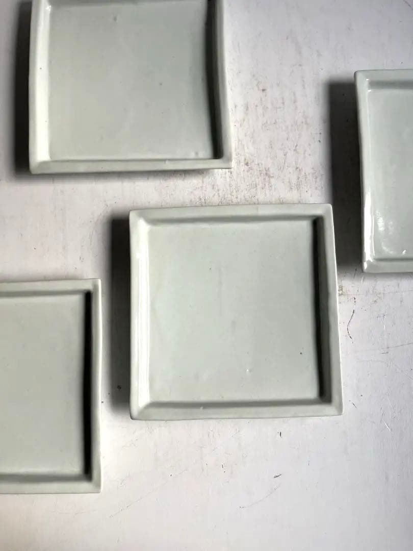 175 藤塚光男 九谷青窯 白磁四角皿 2点 未使用 希少 古伊万里 花田