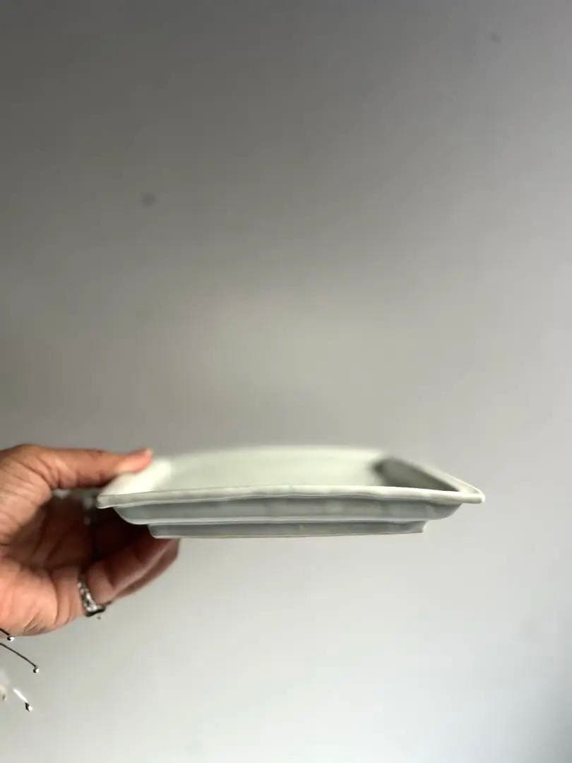 175 藤塚光男 九谷青窯 白磁四角皿 2点 未使用 希少 古伊万里 花田