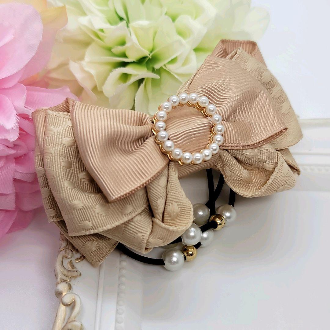 【370】 ハンドメイド　リボン　ヘアゴム