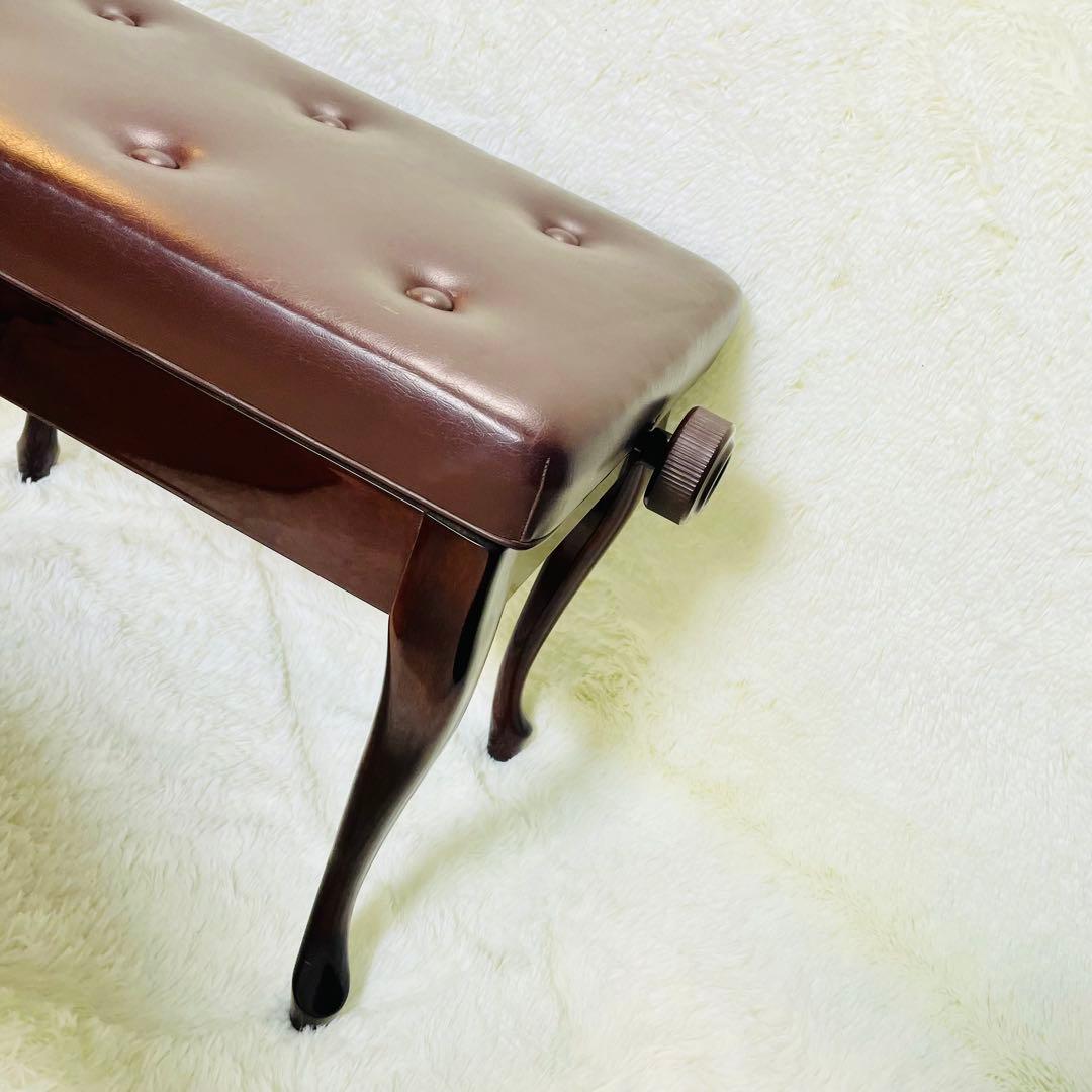 美品　猫足　ピアノ椅子　艶あり　ウォルナット　高さ調整機能付き　高級　自在椅子